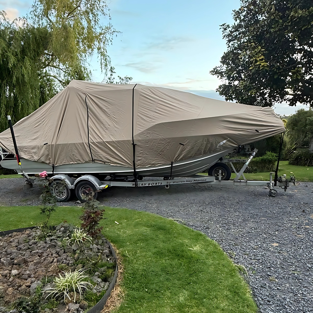 picture of beige Hard top cover customer boat cover Mclay boats