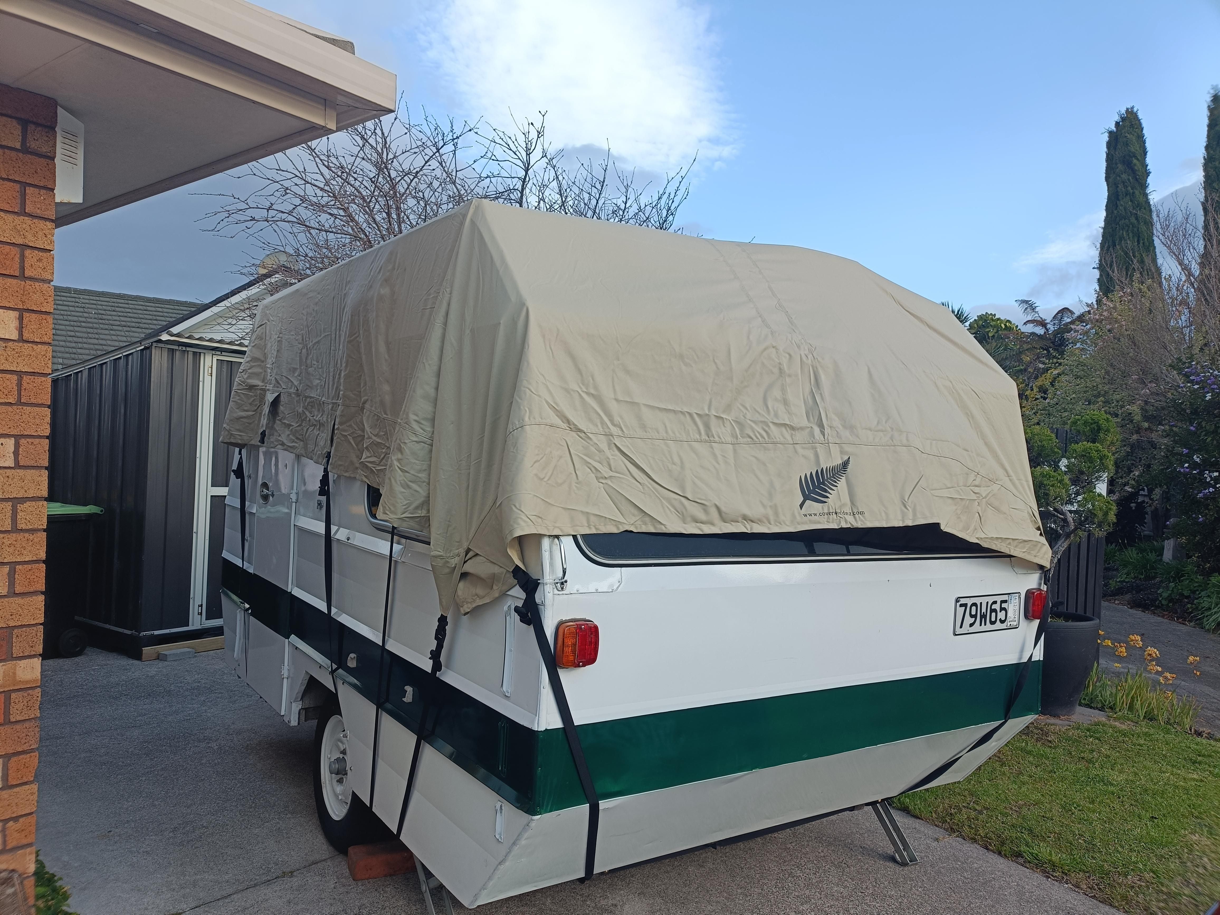 Image of lilliput image of a Vintage caravan roof cover premium fabric 100% waterproof.