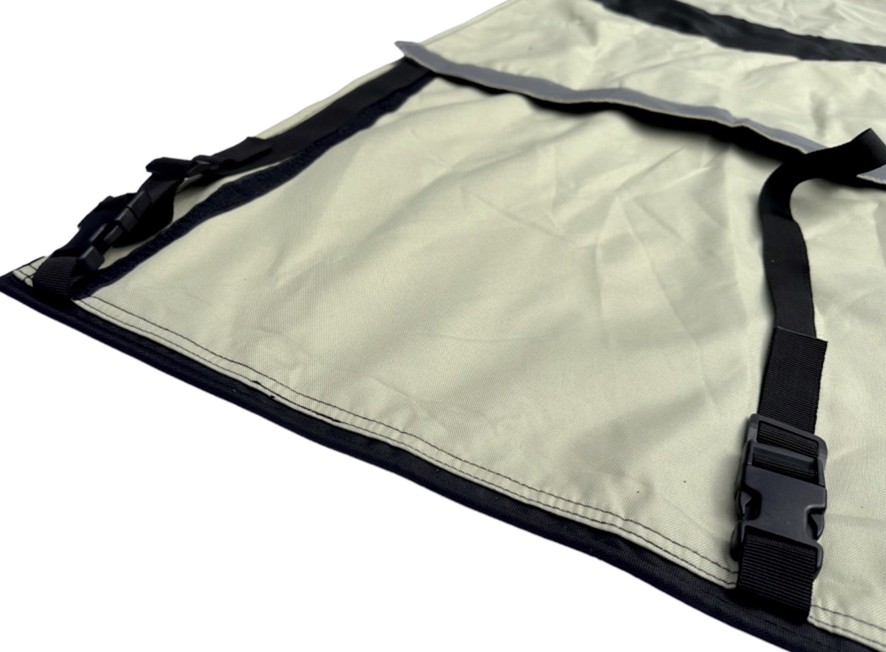 image of front towing caravan premium cover universal fit side buckle and attachment channel