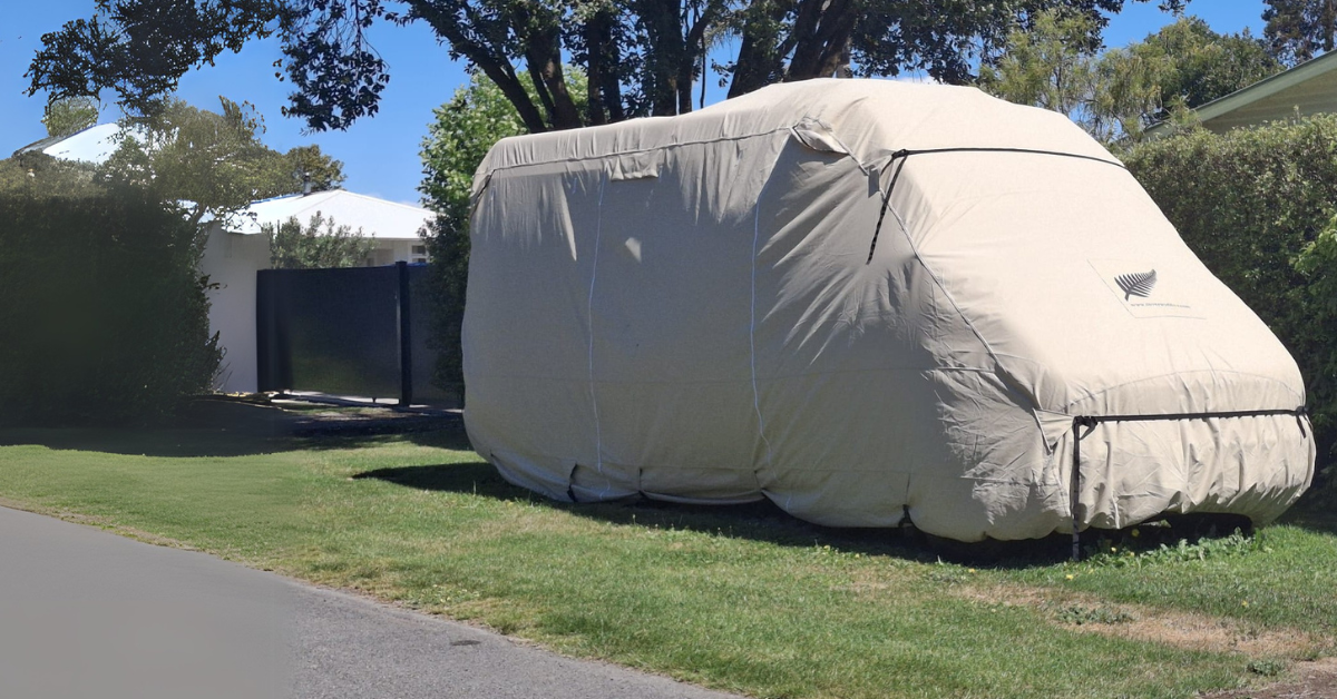 image of motorhome/rv in beige cover